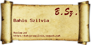 Bahis Szilvia névjegykártya